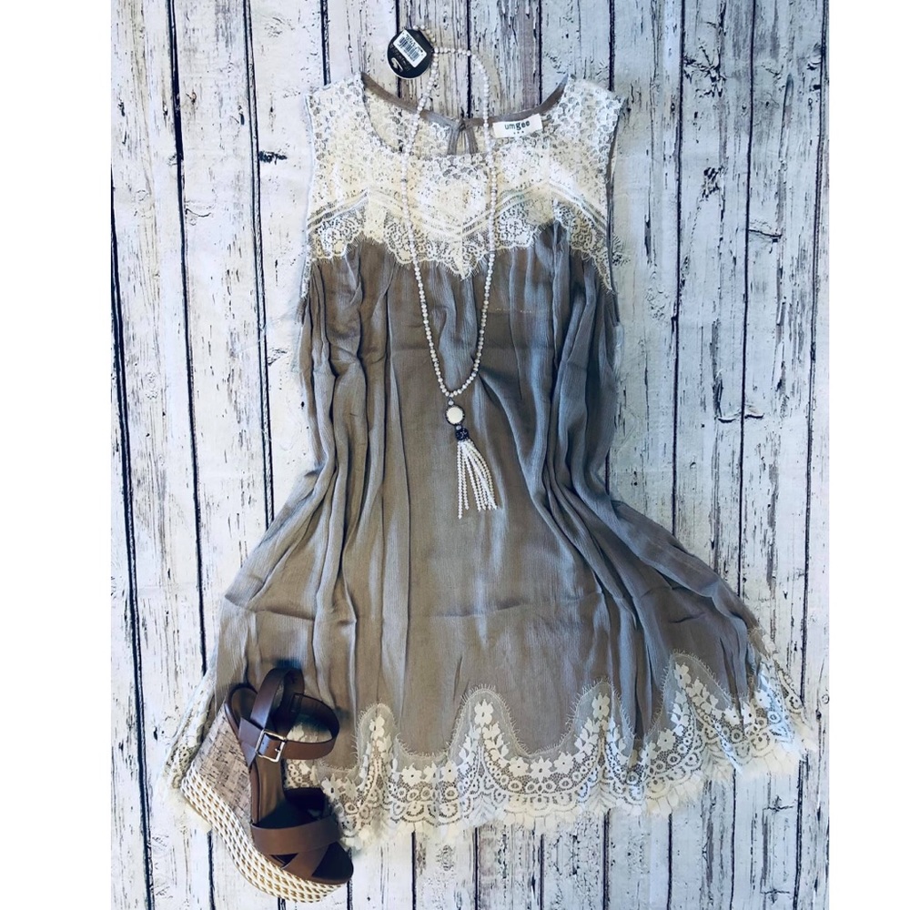 Taupe lace dress